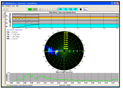 Polar plots showing wave direction and energy