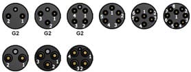 SubConn Micro Circular Double O-ring - 2, 3, 4, 5, 6 and 8 contacts and G2 2, 3 and 4 contacts Face view(Male)