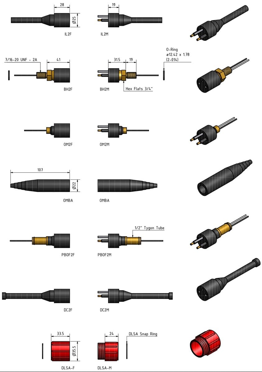 SubConn Circular - 2, 3, 4 and 5 contacts
