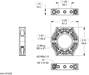 SLS-DMC-TI-M and SLS-DMC-TI-I Bracket Line Drawings