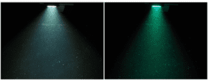 A Multiray LED SeaLite uses the channel switch command CHSW+ to change the output beam pattern and color.